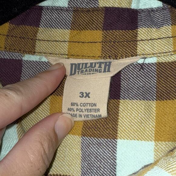 Duluth Trading Co Women’s Free Swinging Plaid Flannel Shirt Yellow Size 3X - Picture 4 of 4